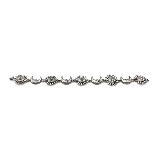 Sergio Bustamante Signed Sterling Sun & Moon Link Bracelet, Rare Edition, 1980s For Sale - Image 9 of 18