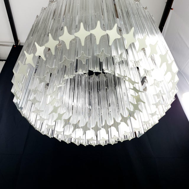 Vintage Round Chandelier with Handmade Murano Glass and Crystal Quadrihedrons, Italy, 1971 For Sale - Image 10 of 18