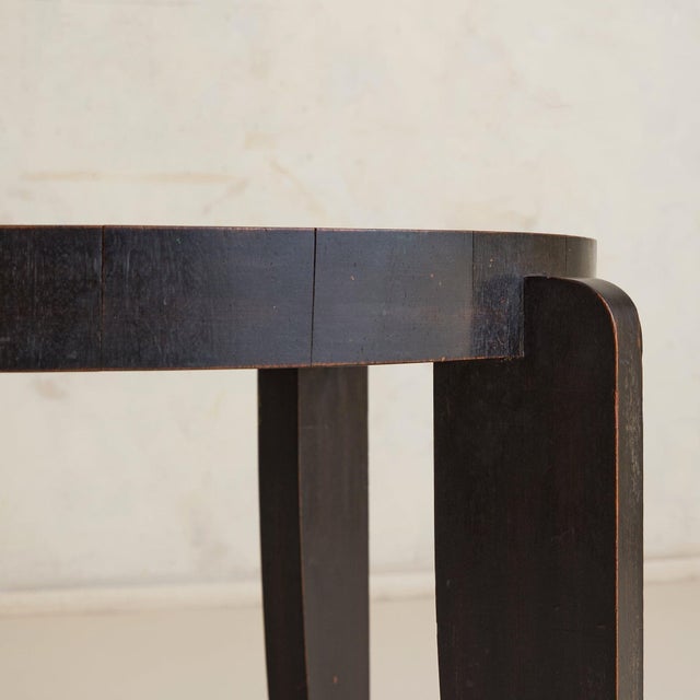 French Art Deco Round Wood Coffee Table, 1940s For Sale In Chicago - Image 6 of 11