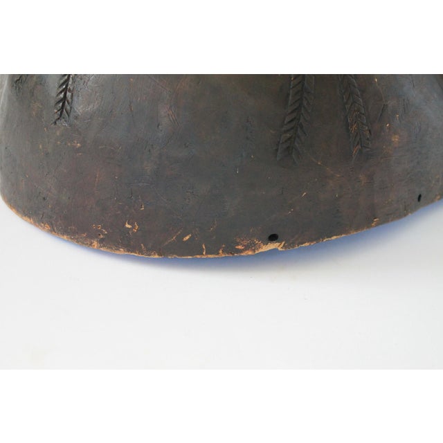 Brown African Art Makonde Mask for Belly and Fertility Wall Art For Sale - Image 8 of 9