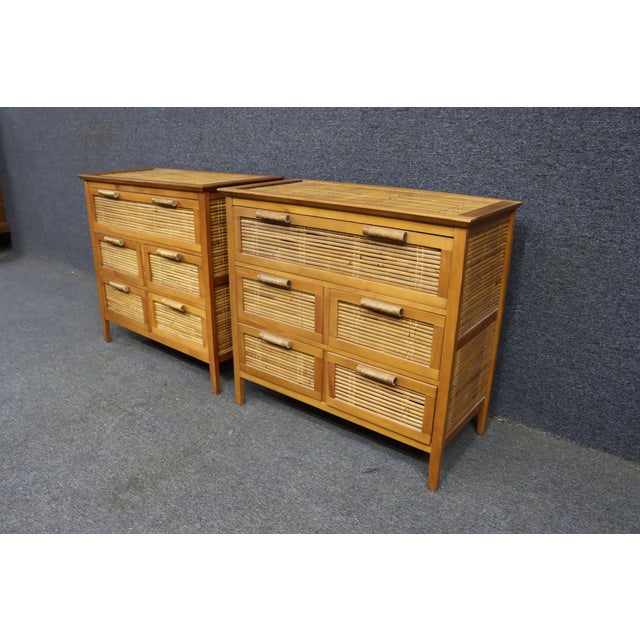 Asian-Style Cherry and Bamboo Chests – Pair For Sale - Image 4 of 12