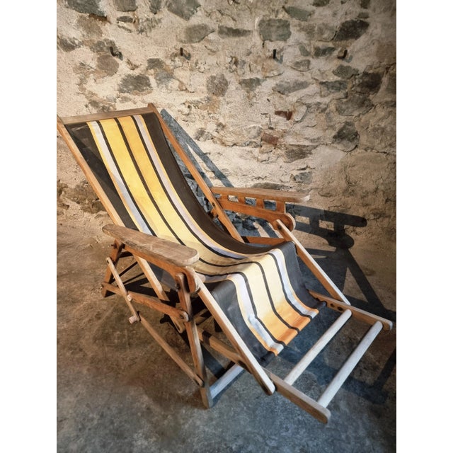 Vintage French Deck Chair in Beechwood, 1950s For Sale - Image 13 of 15