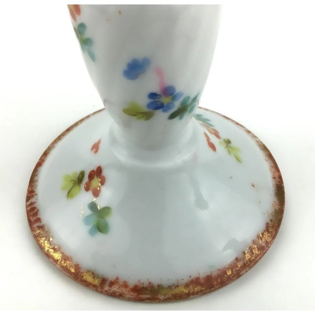 Vintage Porcelain Hand Painted Floral Candle Holders - a Pair For Sale In Portland, ME - Image 6 of 11