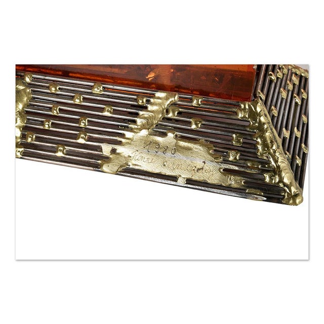 1980s Fractal and Brass Resin Lamps by Henri Fernandez, Set of 2 For Sale - Image 5 of 6