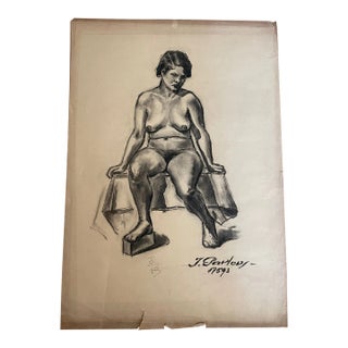 1930s Charcoal Nude Study For Sale