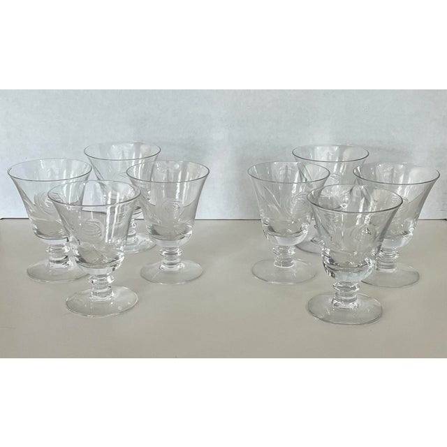 American 1950s Vintage Fostoria Cordial Glasses - Set of 8 For Sale - Image 3 of 9