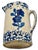 Blue Unusual Antique American Blue Spongeware & Flower Decorated Stoneware Milk Pitcher Circa Late 19th Century For Sale - Image 8 of 18