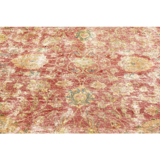 Shabby Chic Vintage Distressed Hand Knotted Fine Weave Organic Wool Rug,6'5"X9'3" For Sale - Image 3 of 7