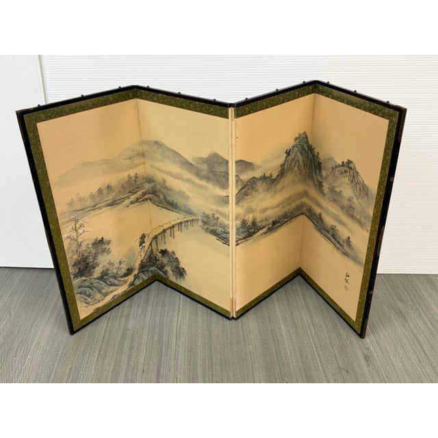 Japanese Japanese Byobu Folding Screen, Mid 20th Century For Sale - Image 3 of 12