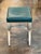 1950s Curule Stool With Teal Leather Seat For Sale - Image 4 of 8