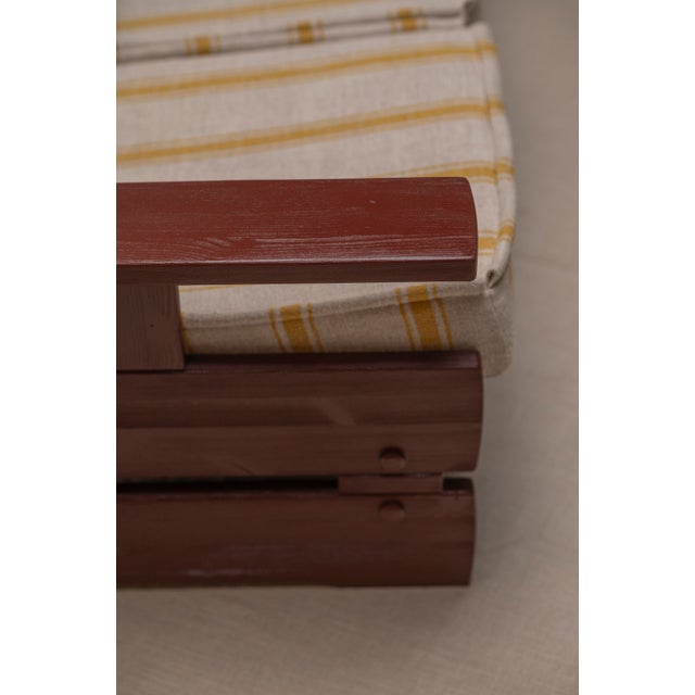 Brutalist Burgundy 3-Seater Sofa with Striped Upholstery, 1970s For Sale - Image 6 of 18