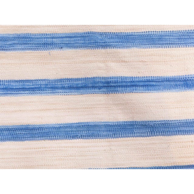 Contemporary Striped Blue Dhurrie Rug by Doris Leslie Blau For Sale - Image 10 of 10