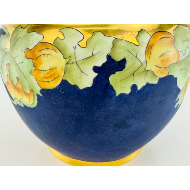Traditional Antique O&eg Royal Austria Hand-Painted Cobalt & Gilt Porcelain Jardinière For Sale - Image 3 of 12
