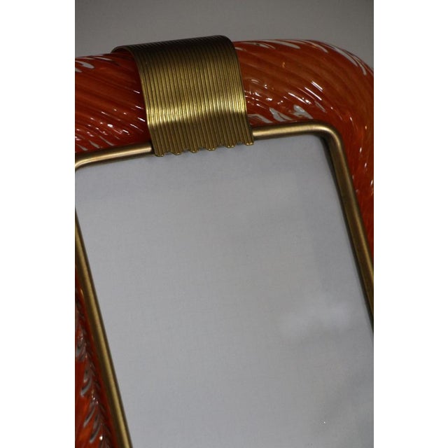 Orange Twisted Murano Glass and Brass Photo Frame, 2000s For Sale - Image 10 of 12