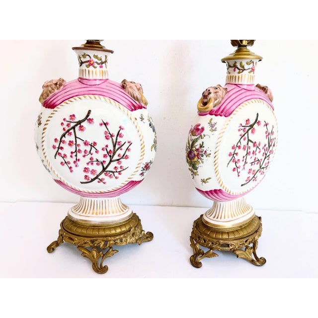 Metal Cherry Blossom Lamps & Shades - Pair For Sale - Image 7 of 12