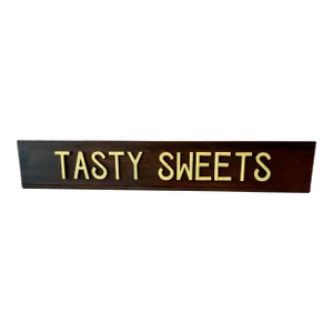 Large Vintage Wooden Tasty Sweets Bakery Sign From England - Circa 1970’s