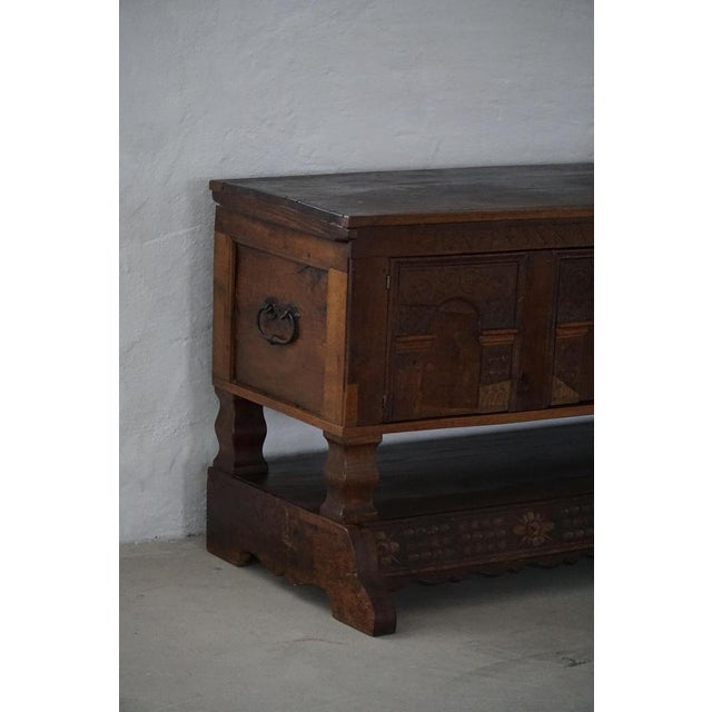 Danish Baroque Oak Sideboard with Carved Details, 1750s For Sale - Image 4 of 17