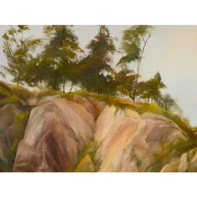 Trees at the Top of the Big Sur Coastal Bluffs Landscape - Oil on Artists Board by Kenneth Lucas For Sale - Image 4 of 7