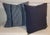 Blue and White Striped Linen Pillows with blue linen backing and a custom made down ad feather fill insert for cushion.