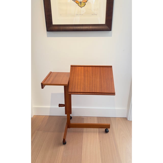 Mid-Century Modern Danish Modern Teak Adjustable Rolling Architect's Desk, BRDR Furbo for Levenger, 1980s For Sale - Image 3 of 8