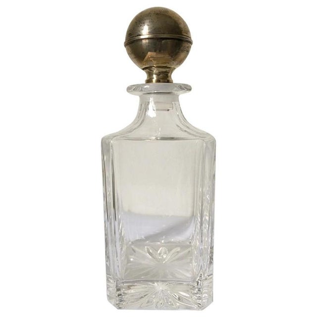 Italian Crystal Bottle with Silver Stopper, 1990s For Sale - Image 16 of 16