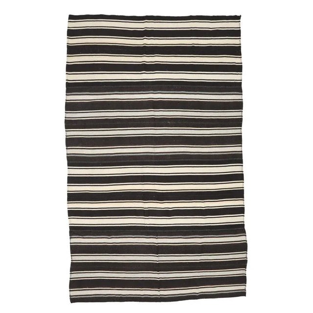 Textile Mid 20th Century Striped Large Turkish Kilim Rug For Sale - Image 7 of 7