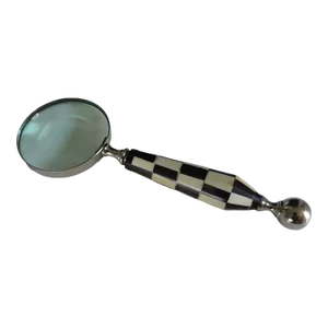Large Black & White Faux-Bone Handle Magnifying Glass Book Reader
