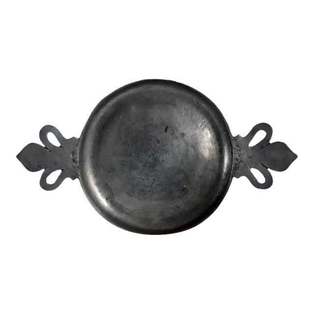 19th Century Large French Pewter Double-ear Shallow Serving Bowl / Platter For Sale