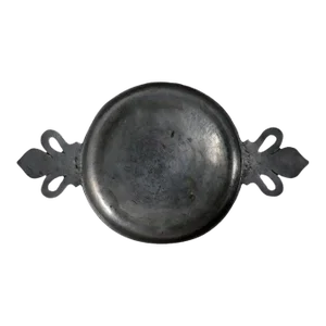 19th Century Large French Pewter Double-ear Shallow Serving Bowl / Platter