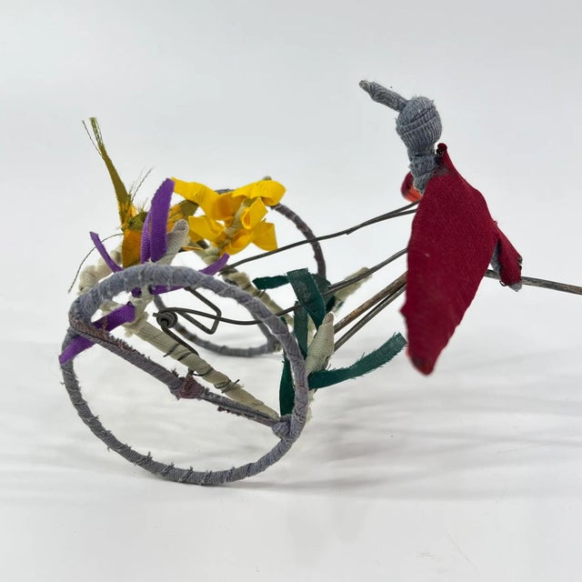 Red Early 20th Century Vintage African Wire Push Toy Galimoto Bicycle with Moving Hummingbird MATTER COLLECTION For Sale - Image 8 of 8