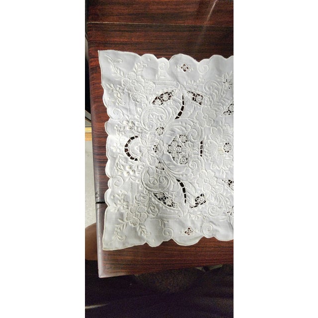 Vintage Embroiderd Fine Linen Table Runner. For Sale - Image 10 of 10