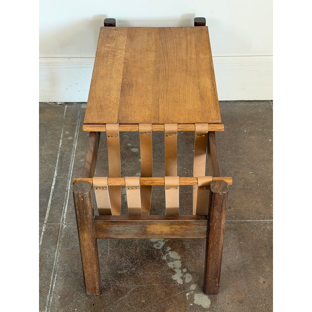 1970s French Brutalist Solid Oak Coffee Table With Magazine Holder For Sale - Image 12 of 13