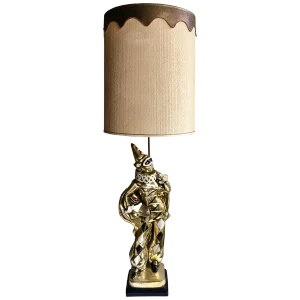 Midcentury Figural Jester Harlequin Plaster Table Lamp