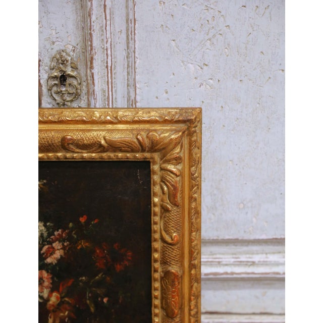 Green 18th Century Flemish School Still Life Painting With Flowers and Parrot For Sale - Image 8 of 11