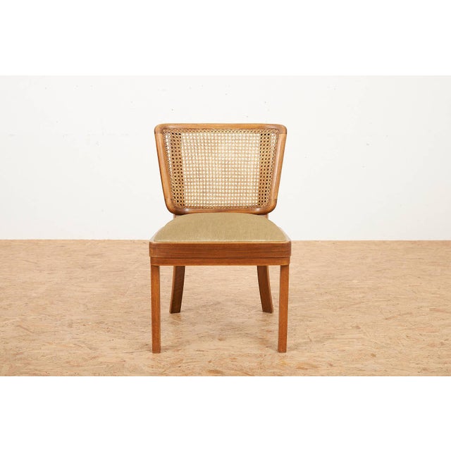 Model 201 Chair with Frame Wood, Back with Ronc, Seat Upholstered and Velour Fabric, for the Girsberger Bookshop, Zurich,...