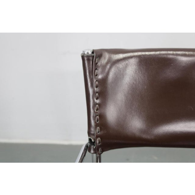 Mid-Century Modern Armchairs in Leather & Chrome from Arper, 1980s, Set of 6 For Sale - Image 16 of 18