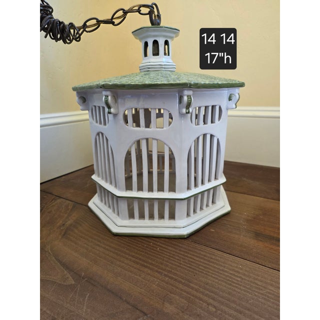 Green Italian Ceramic Birdcage Lantern For Sale - Image 8 of 8