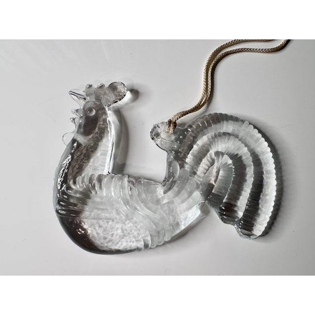 Mid-Century Modern Glass Art Suncatcher in the shape of a Rooster by Bertil Vallien for Boda, Sweden, 1970s For Sale - Image 3 of 13