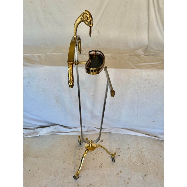 Mid 20th Century Italian Maison Jansen Style Mixed Metal Ram's Head Gentleman's Valet Stand For Sale - Image 10 of 14