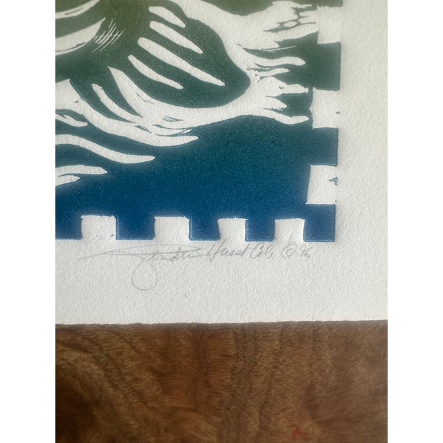 Contemporary Vintage Signed and Dated Original Lino Print For Sale - Image 3 of 5