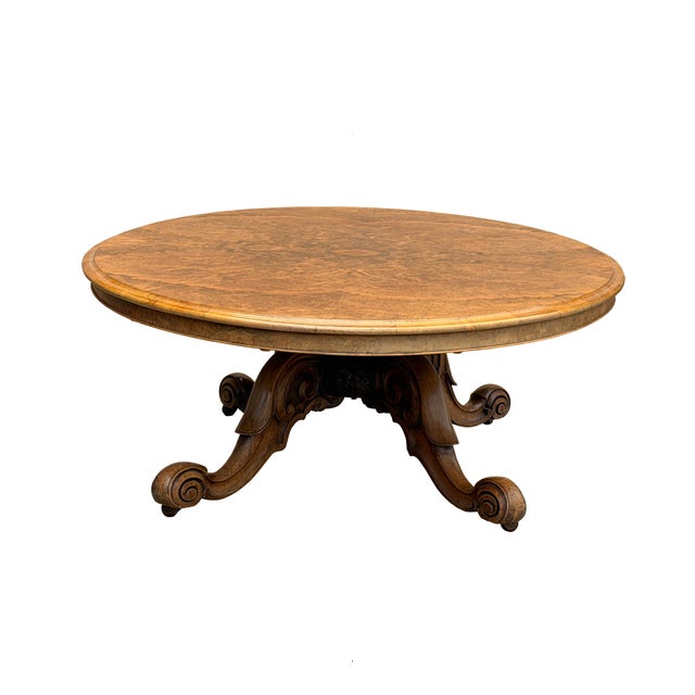 Vintage Estate Burl Walnut Wood Large Oval Low Coffee Table For Sale - Image 4 of 15