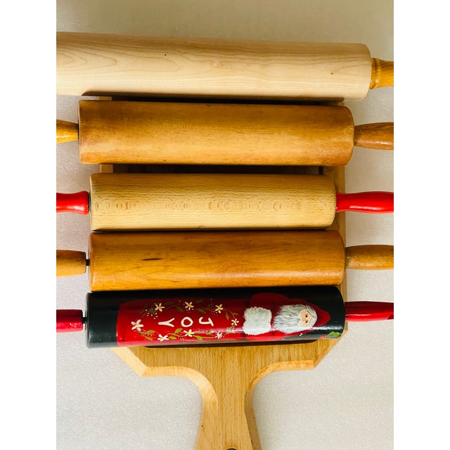 1960s 5 Vintage Maple Rolling Pins Kitchen Utensils and Maple Board For Sale - Image 5 of 5