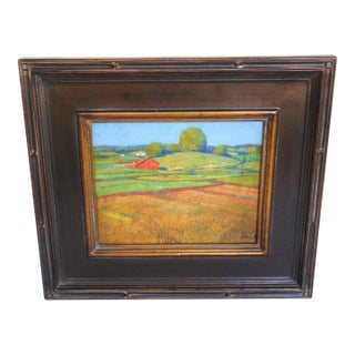 Vintage Original Oil Painting Country Landscape by Robert Amick 16.5"w X 14.5"h For Sale