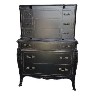 Vintage Chest of Drawers, Black French Provencial, Louis XV Style , Circa 1930's For Sale