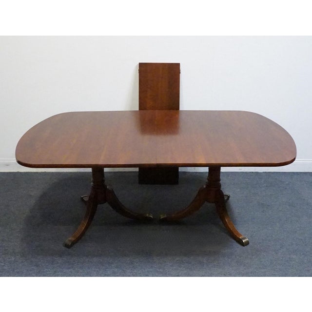 Vintage Antique Solid Mahogany Traditional Duncan Phyfe Style 92" Double Pedestal Dining Table For Sale - Image 9 of 11