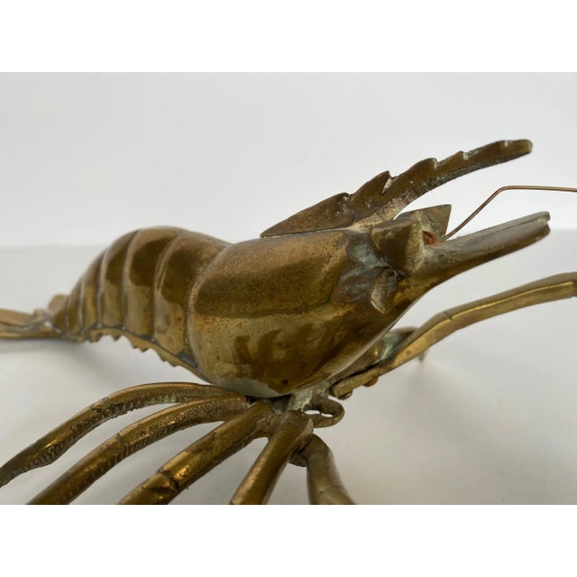 Vintage Mid-Century Modern Solid Brass Lobster Sculpture For Sale - Image 10 of 13
