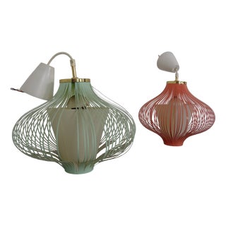 Filigree Spaghetti Ceiling Lamps, Italy, 1950s, Set of 2 For Sale