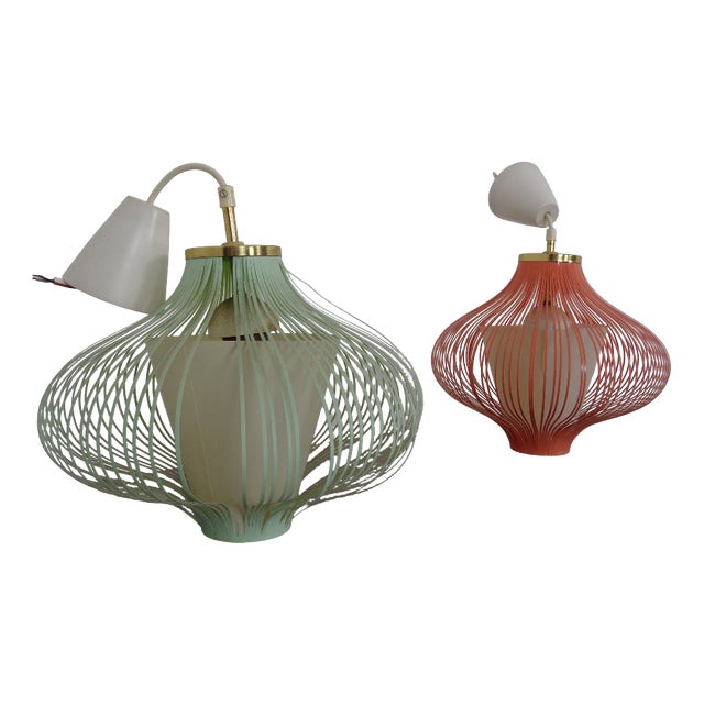 Filigree Spaghetti Ceiling Lamps, Italy, 1950s, Set of 2 For Sale