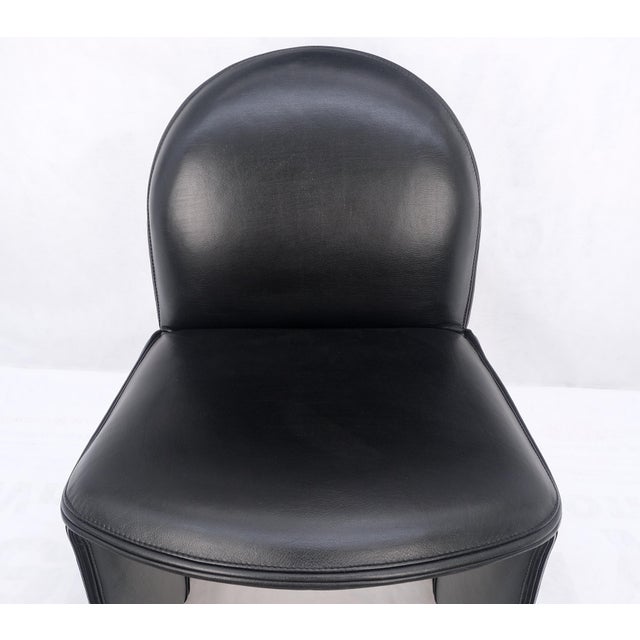 Set 4 Italian Mid Century Modern Black Leather Dining Chairs Bellini Style MINT! For Sale - Image 11 of 13