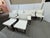 Ivory X-Back White Leather and Dark Walnut Wood Dining Side Chairs, Set of Ten For Sale - Image 8 of 12